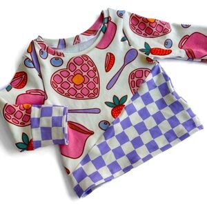 9-12M Heart Waffles Valentines Day Long Sleeve Infant Tee